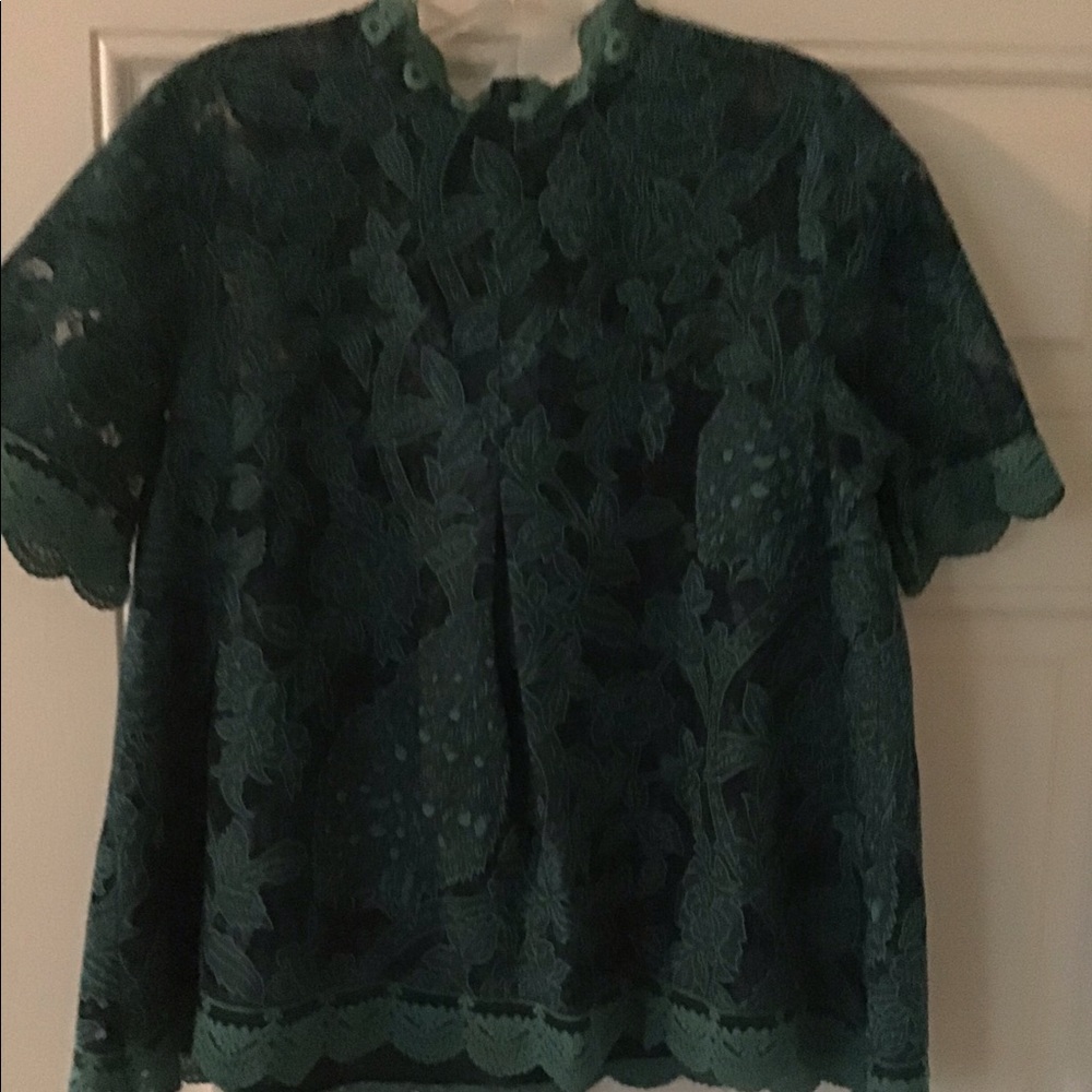 Green Lace Meadows blouse